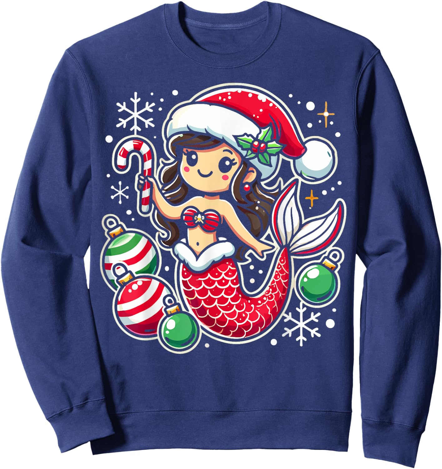 Girls Mermaid Christmas Pajamas Sweatshirt - Sweatshirt | Navy