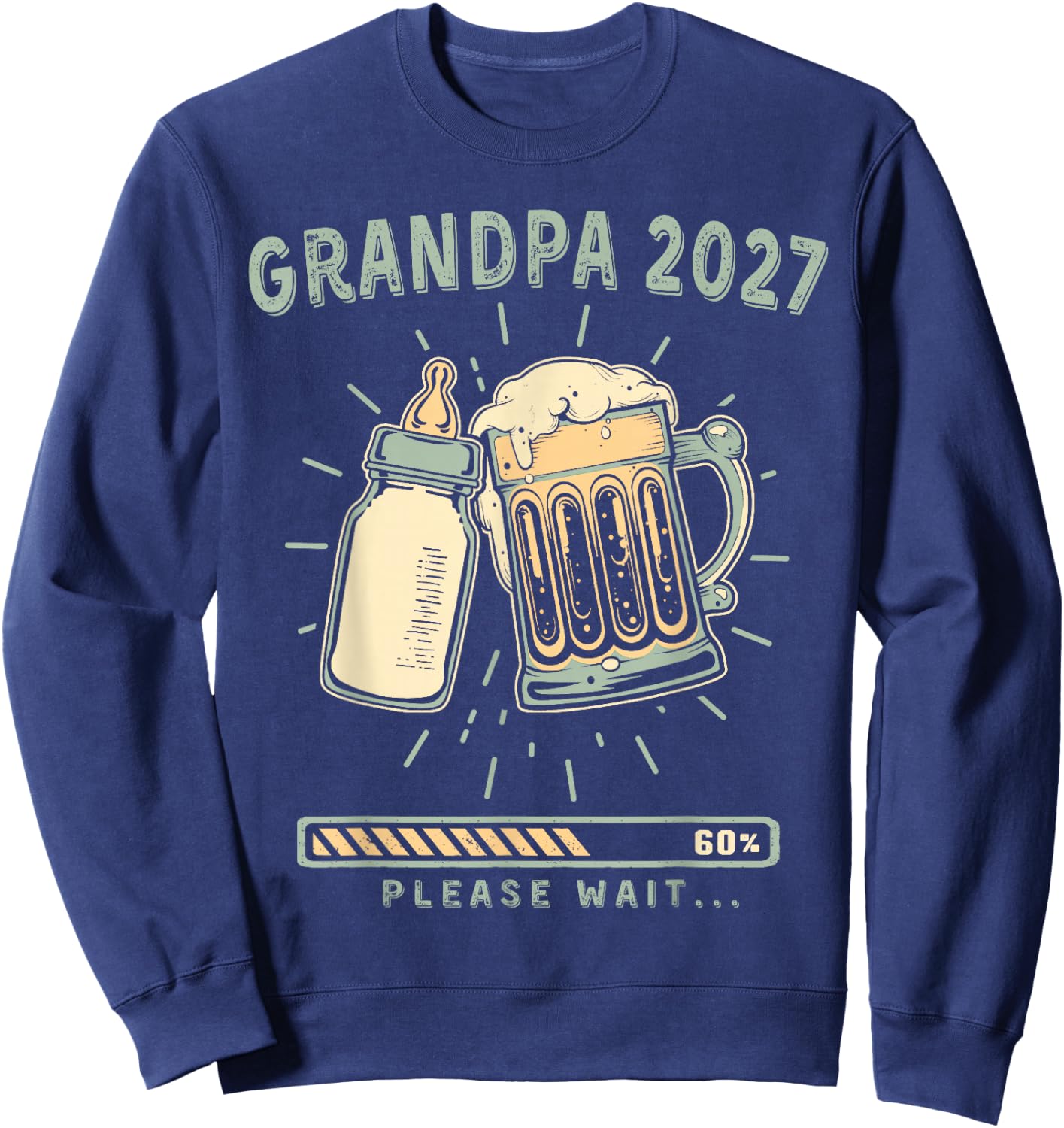 Soon Grandpa 2027 Please Wait Baby Reveal Loading Sweatshirt - Sweatshirt | Navy