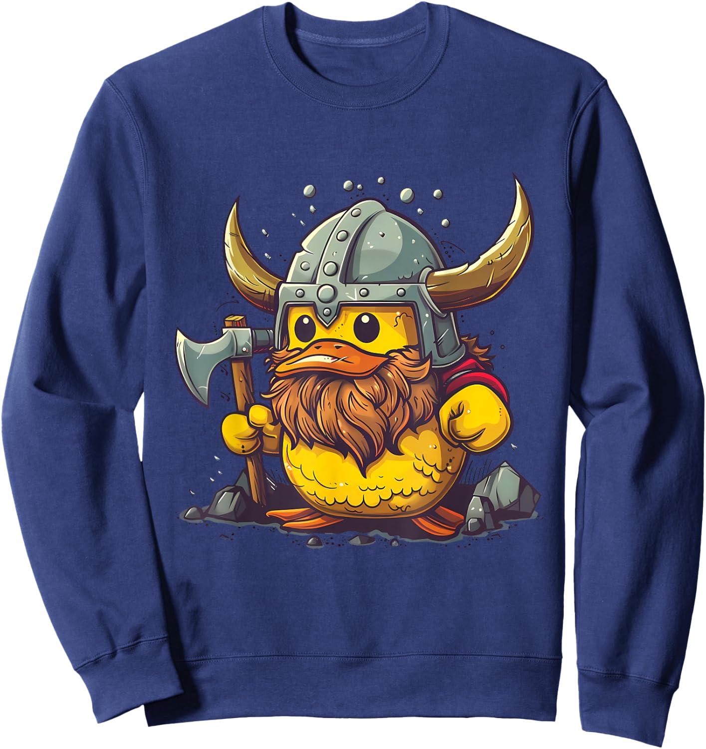 Viking Duck Rubber Duck Lover Viking Helmet Rubber Duck Sweatshirt - Sweatshirt | Navy