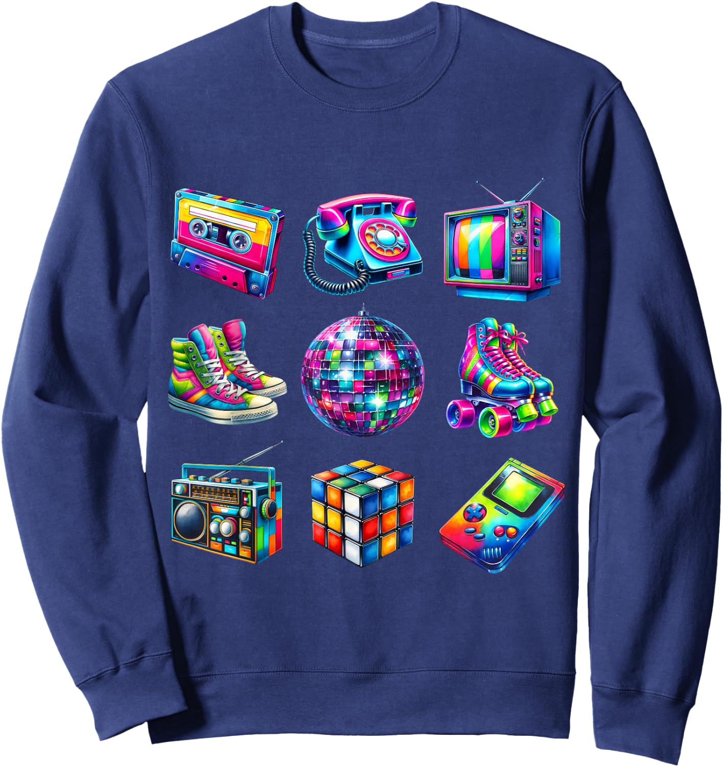 I Love 80s Retro Vintage 80s Style Graphic Women Girl Kids Sweatshirt - Sweatshirt | Navy
