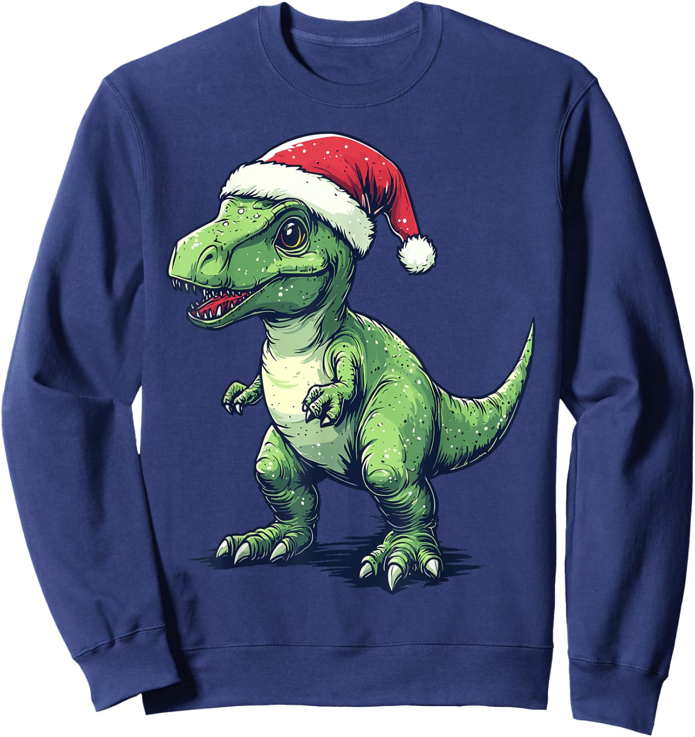 Dinosaur Santa Hat Funny Dinosaur Lovers Christmas Pajama Sweatshirt - Sweatshirt | Navy