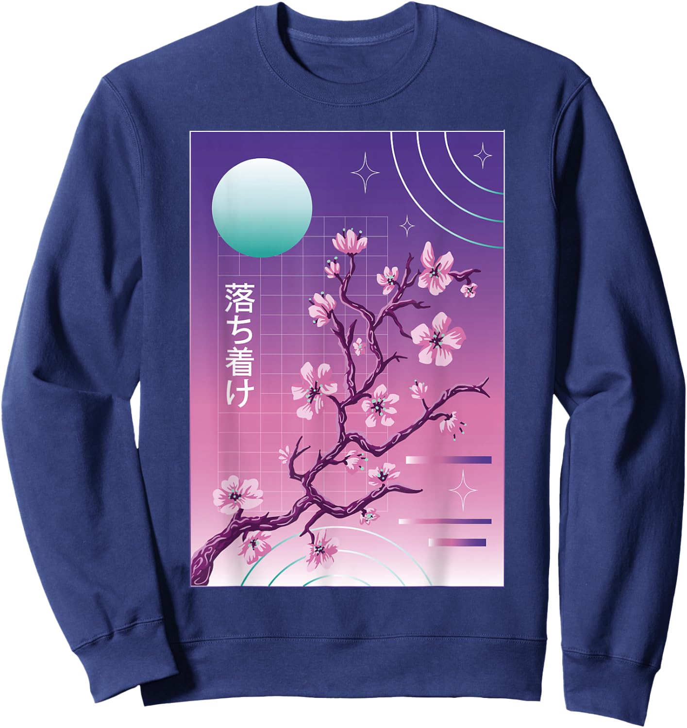 Japanese Sakura Vaporwave Sweatshirt - Sweatshirt | Navy