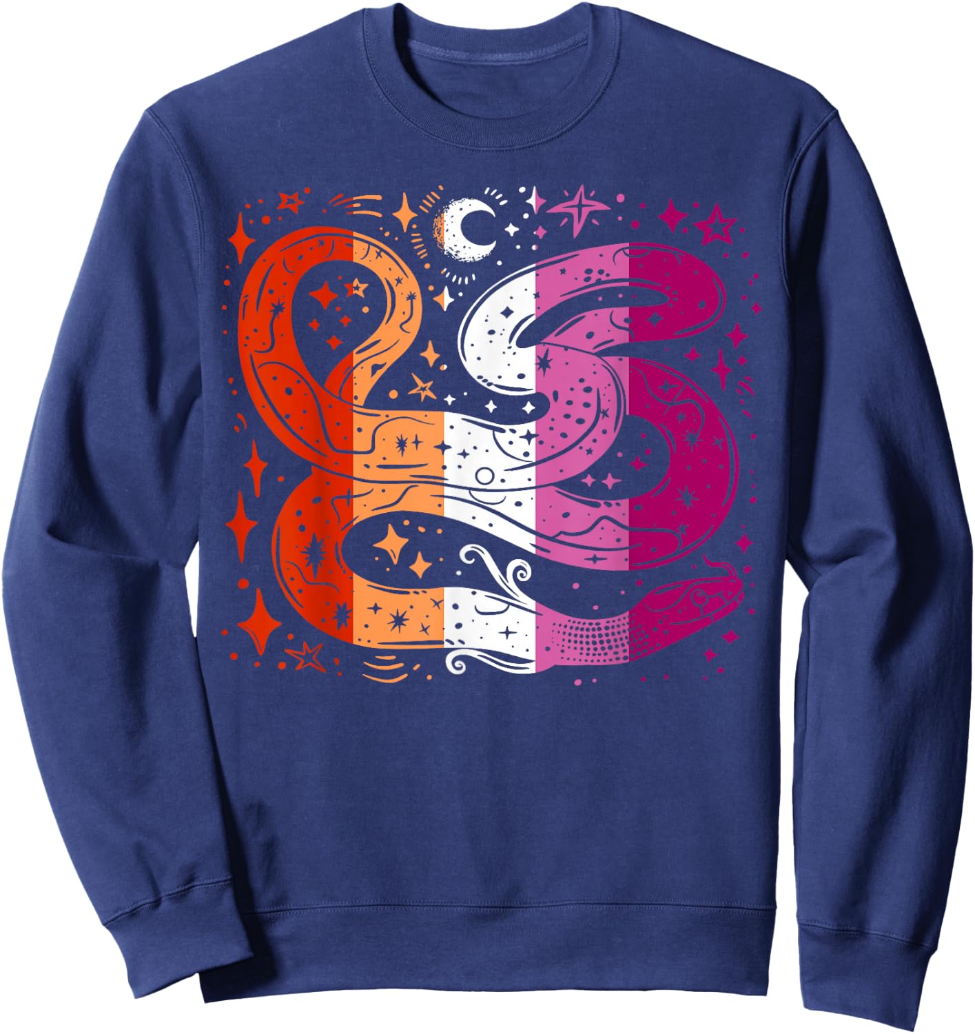Mystical Snake with Stars and Lesbian Pride Magic Sweatshirt - Sweatshirt | Navy
