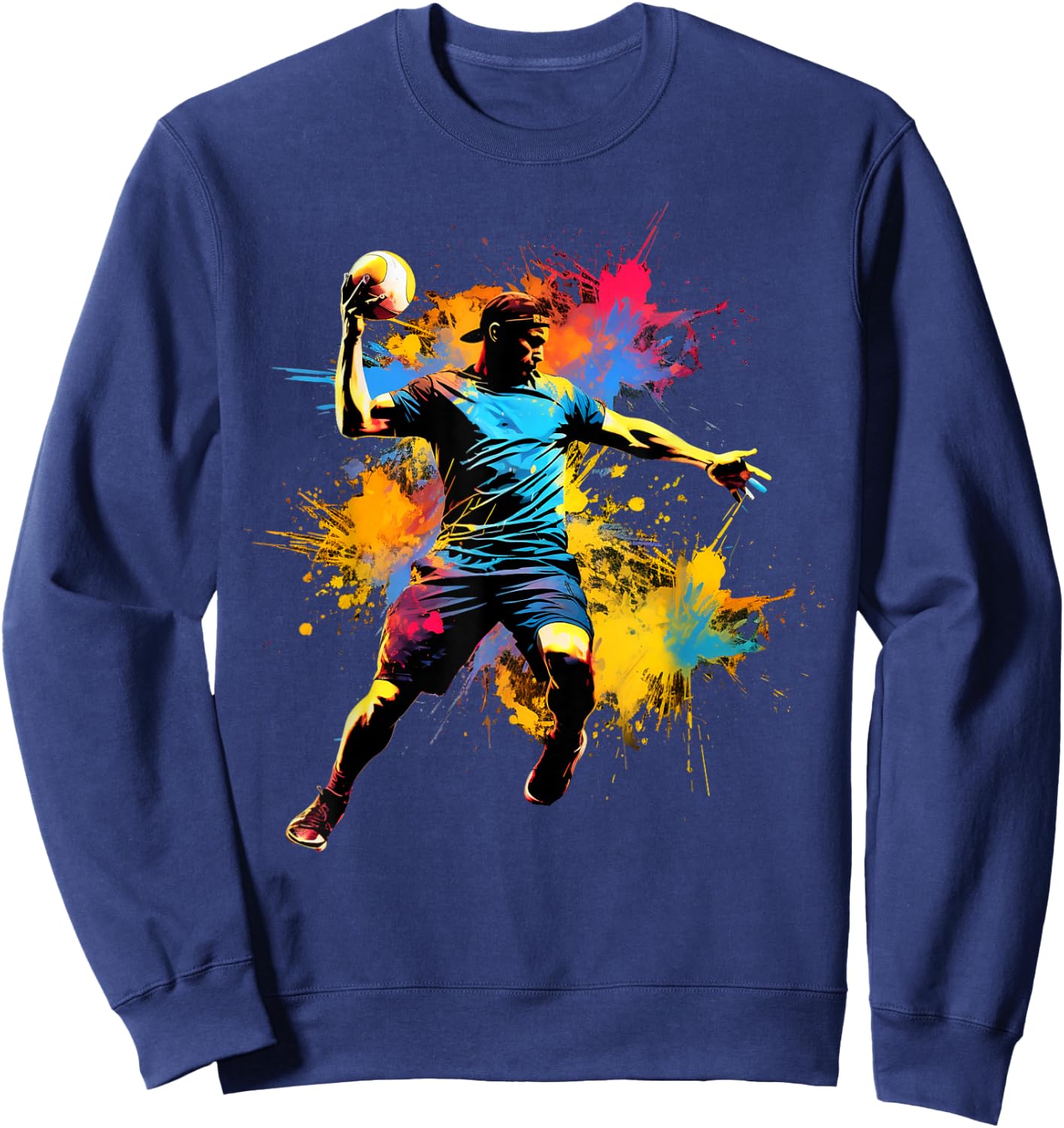 Colourful Handball Player Boy on Men's Handball , black Sweatshirt - Sweatshirt | Navy