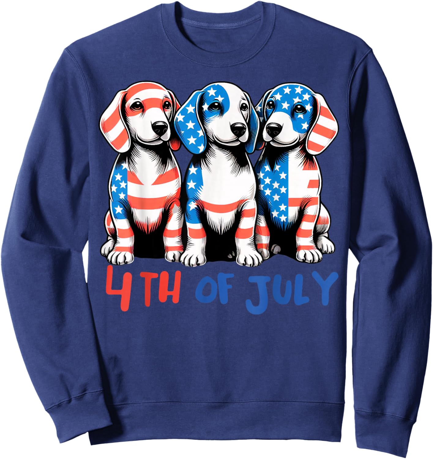American Flag Beagle Dog Lover patriotic 4th of July Dog Sweatshirt - Sweatshirt | Navy