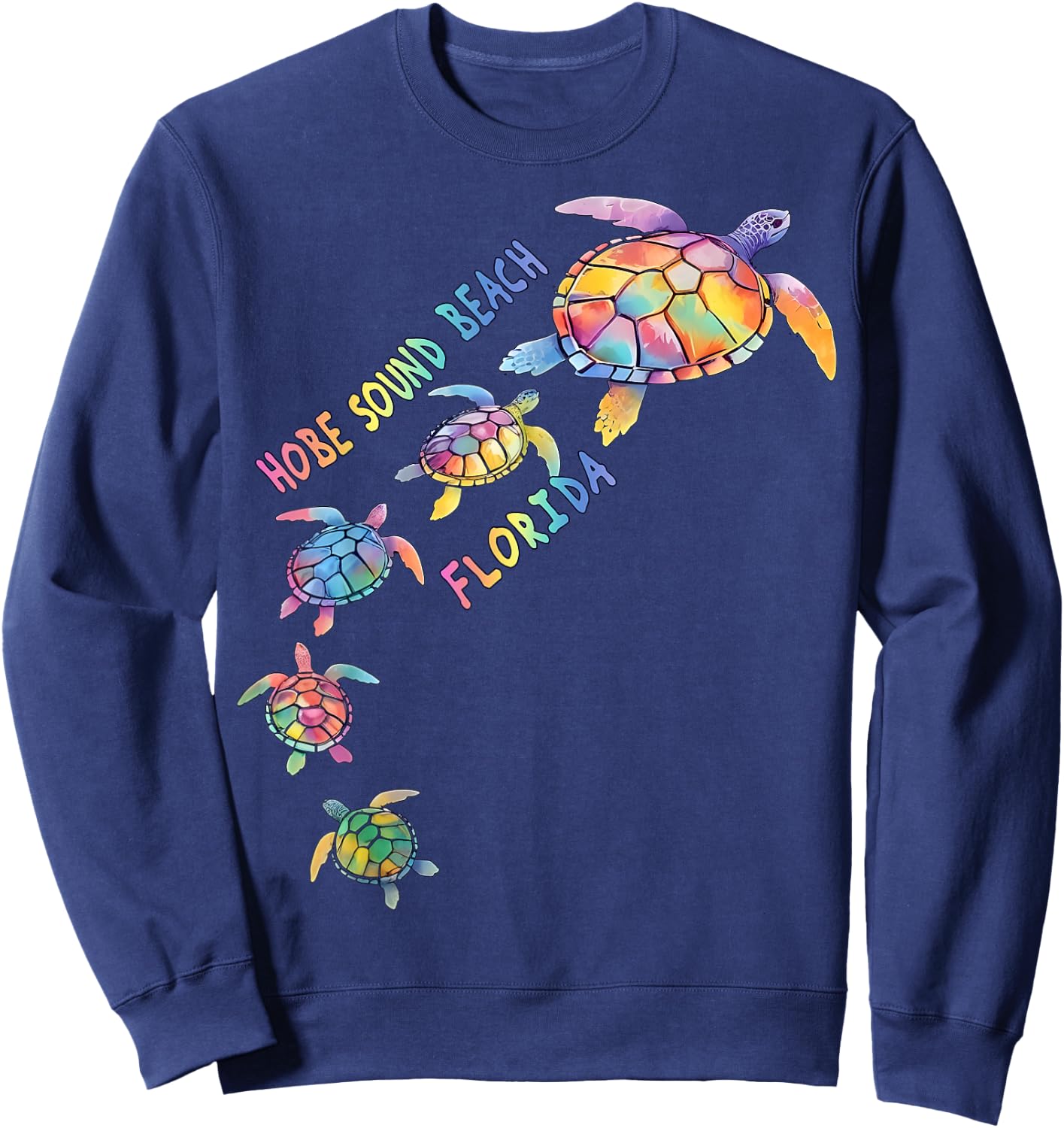 Hobe Sound Beach Florida Sea Turtle Lover Beach Vacation Sweatshirt - Sweatshirt | Navy