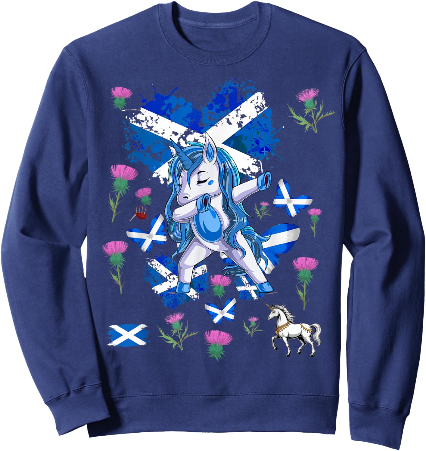 Scottish Unicorn Outfit Idea For Kids Scotland Themed Sweatshirt - Sweatshirt | Navy