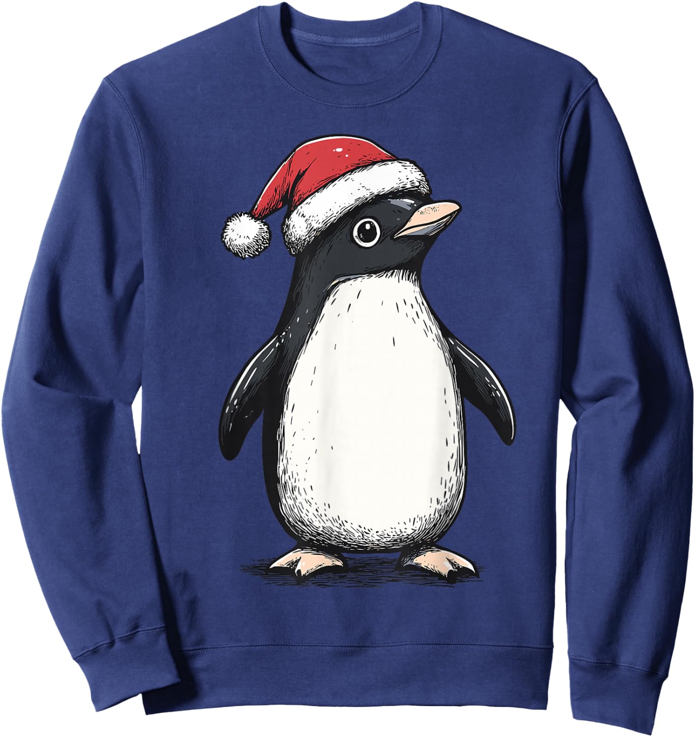 Penguin Santa Hat Penguin Lovers Christmas Men Women Kids Sweatshirt - Sweatshirt | Navy