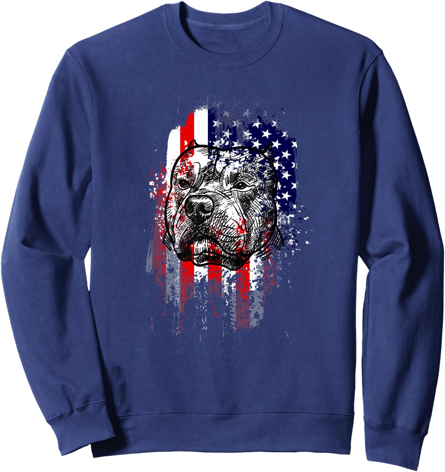 Pitbull Patriotic Men Sweatshirt - Sweatshirt | Navy