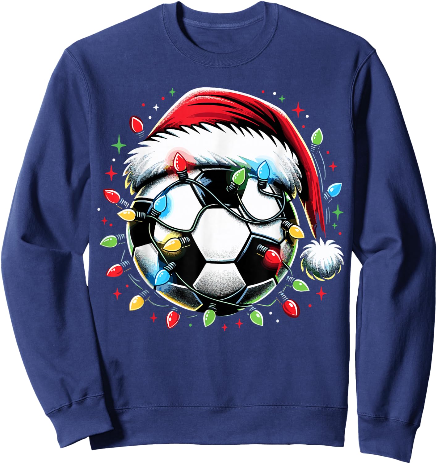 Santa Soccer Ball Lover Christmas Sweatshirt - Sweatshirt | Navy