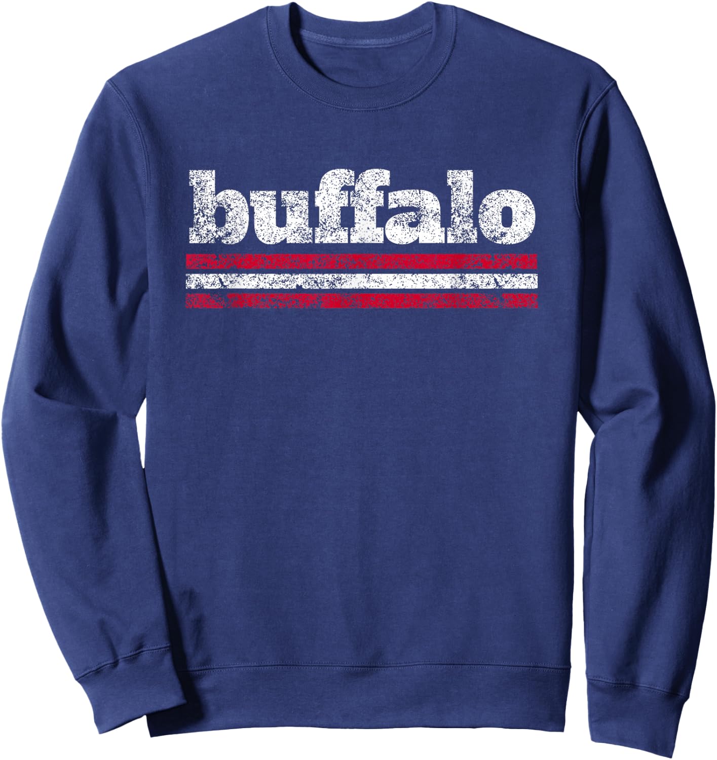 Buffalo New York Vintage Weathered Throwback Sweatshirt - Sweatshirt | Navy