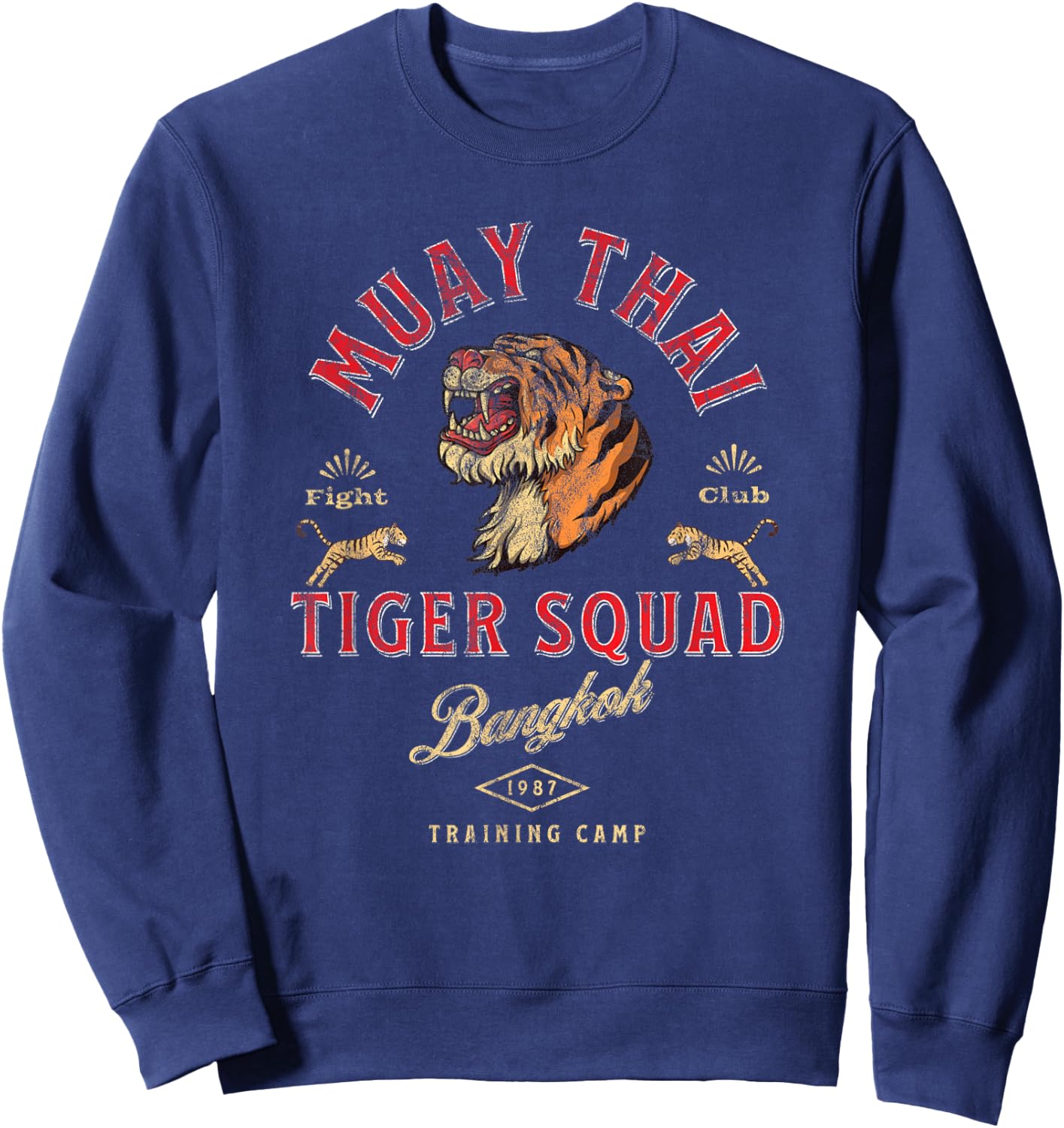 Muay Thai Tiger Squad Bangkok Retro Vintage Sweatshirt - Sweatshirt | Navy