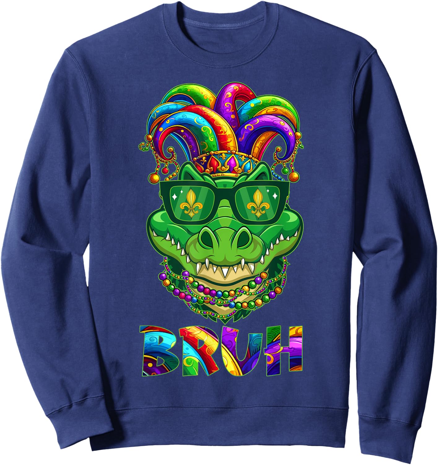 Funny Alligator Bruh Mardi Gras Costume Teens Boys Kids Sweatshirt - Sweatshirt | Navy