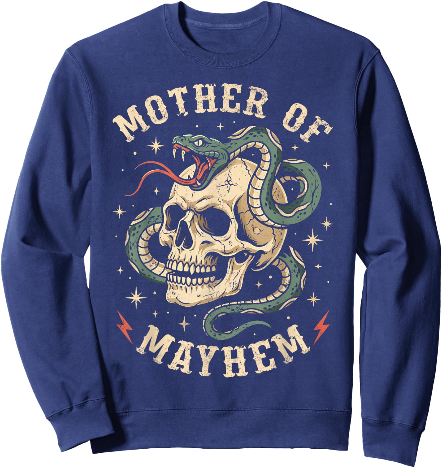 Mother of Mayhem Women Mom Funny Mothers Day Matching Family Sweatshirt - Sweatshirt | Navy