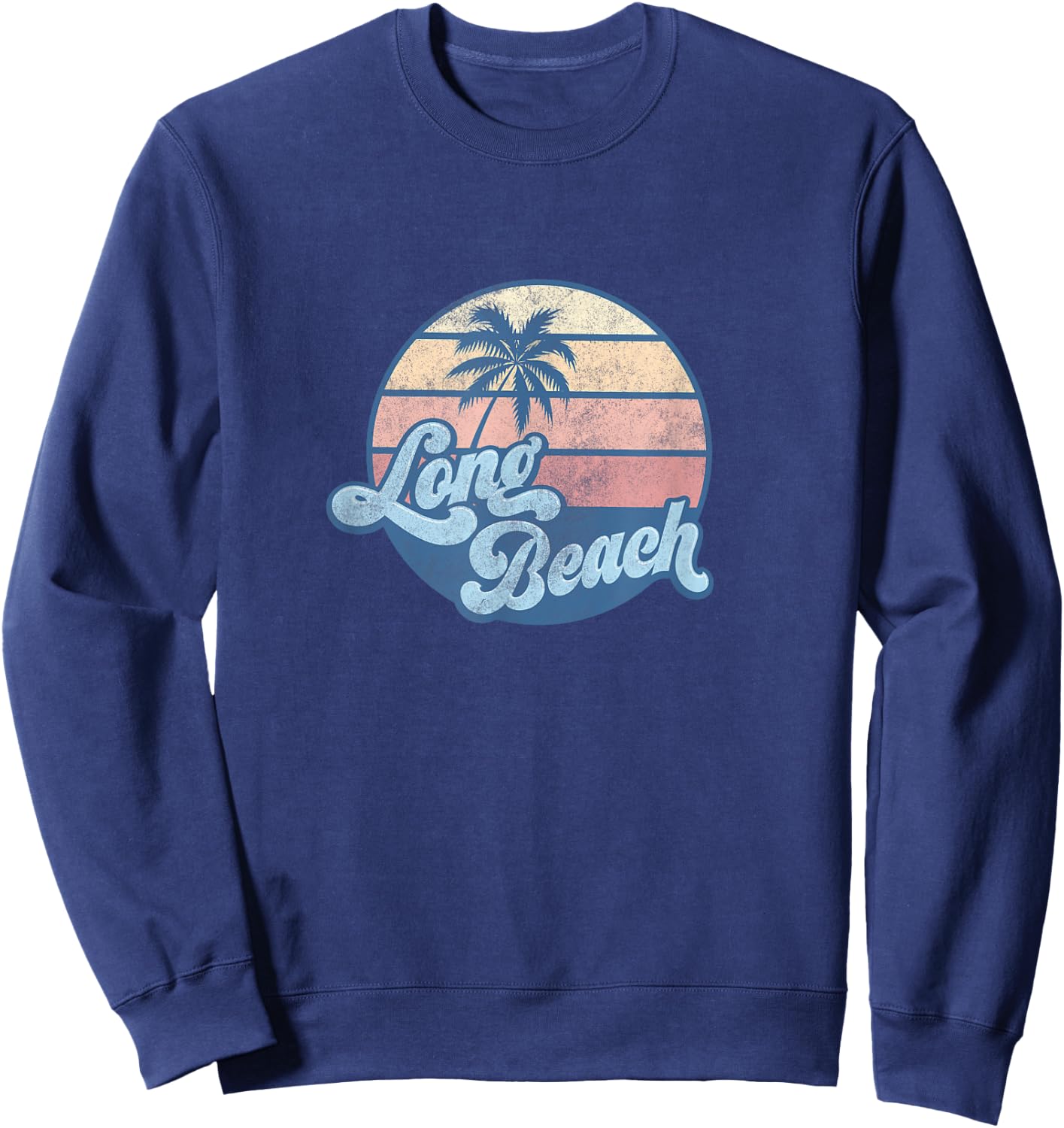 Long Beach California CA T Shirt Vintage 70s Surfer Women Girls Kids Sweatshirt - Sweatshirt | Navy