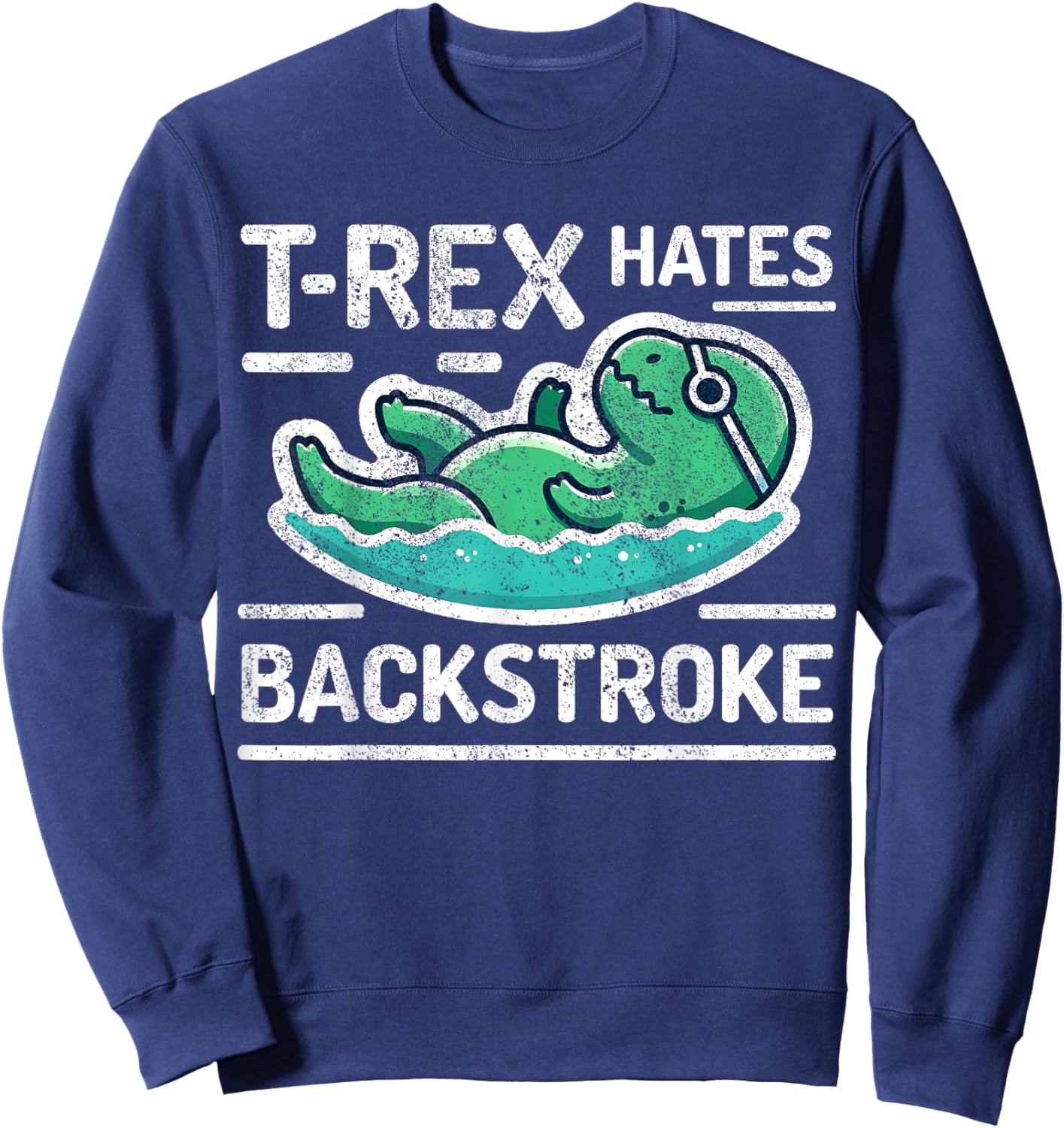 Funny Swimmer T-Rex Swim Dinosaur Swimming Sweatshirt - Sweatshirt | Navy