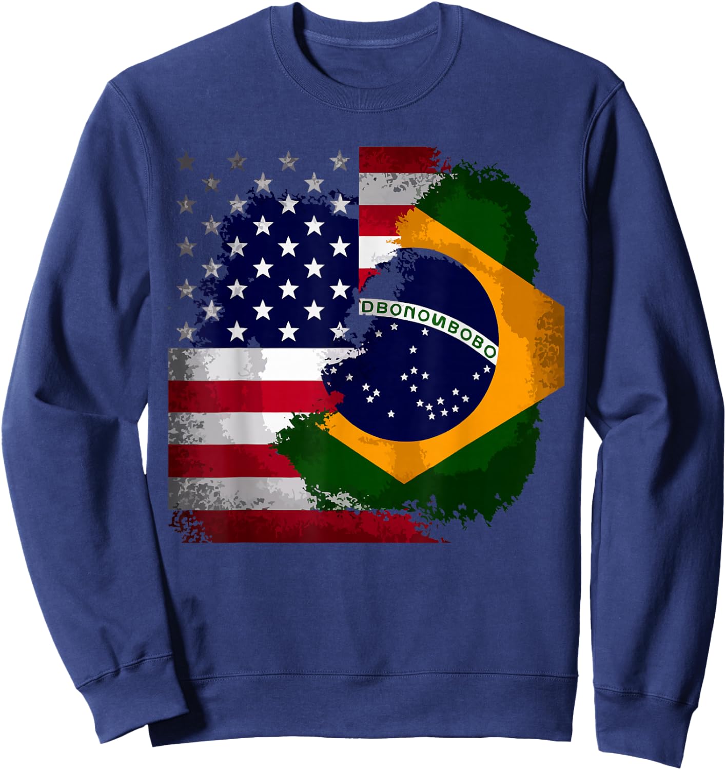 Half American Half Brazilian USA Flag Brazil America Sweatshirt - Sweatshirt | Navy