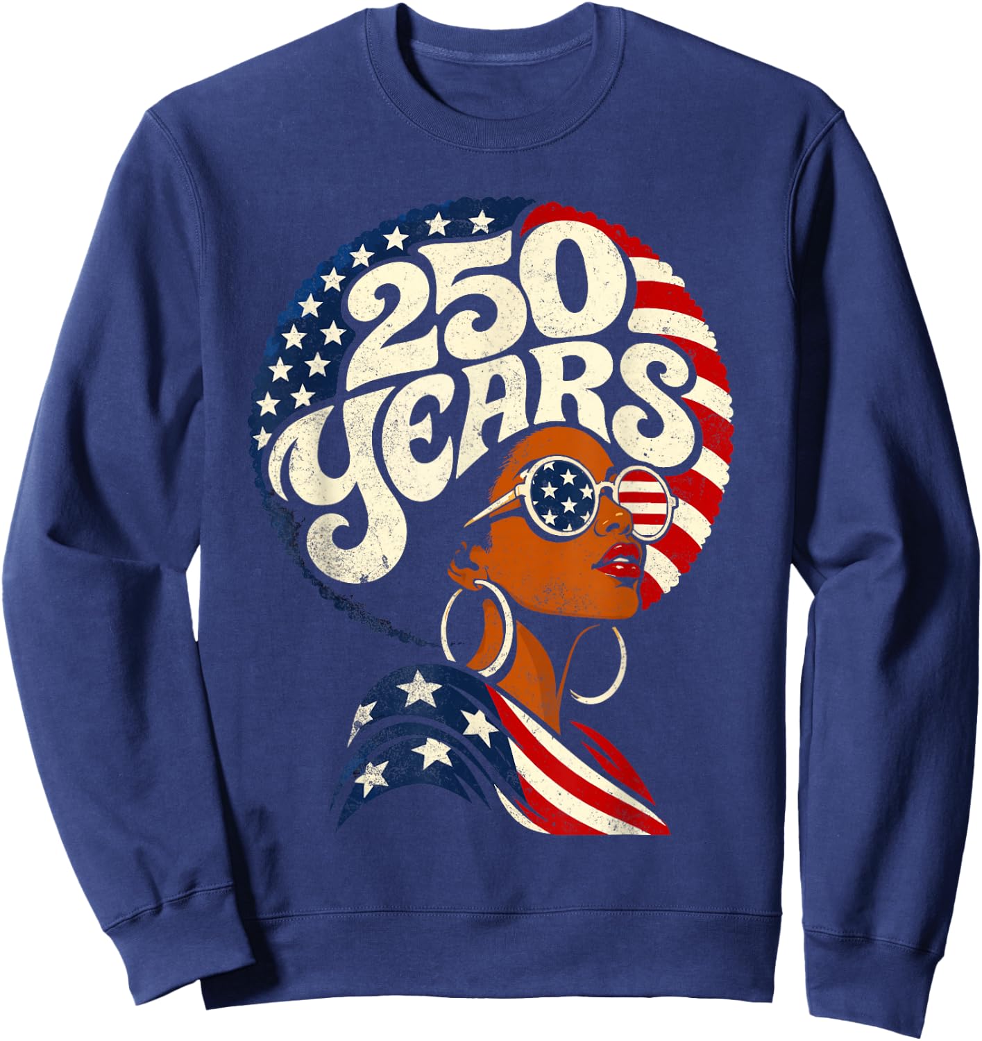 Fourth of July Black African American 250th Anniversary USA Sweatshirt - Sweatshirt | Navy