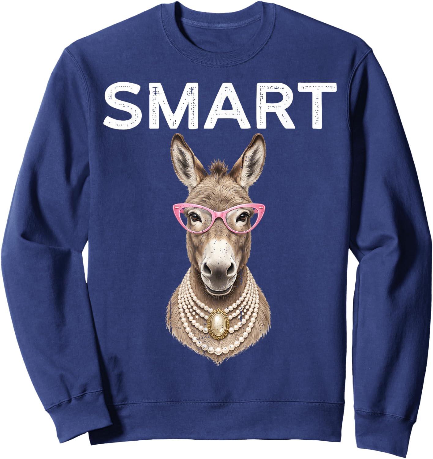 Smart Donkey with Glasses Shirt Funny Meme Smart Donkey Ass Sweatshirt - Sweatshirt | Navy