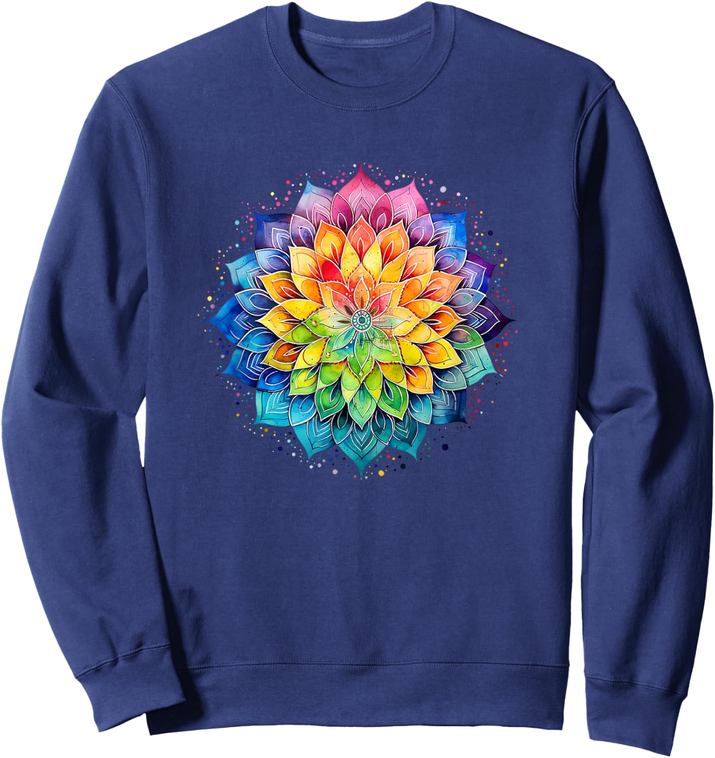 Lotus Flower Rainbow Mandala Yoga Meditation Mindfulness , black Sweatshirt - Sweatshirt | Navy