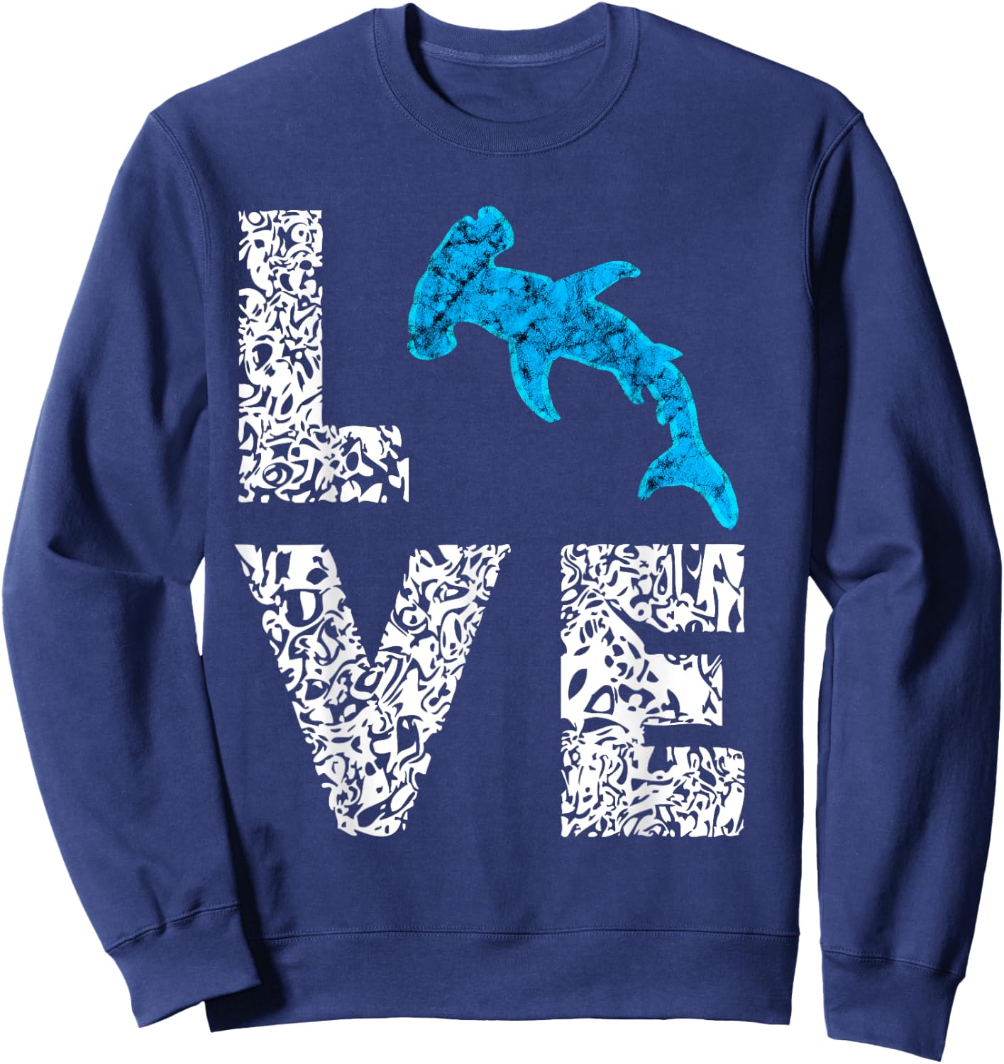 Sphyrna Hammerhead Shark Love Ocean Sea Life Fish Sweatshirt - Sweatshirt | Navy