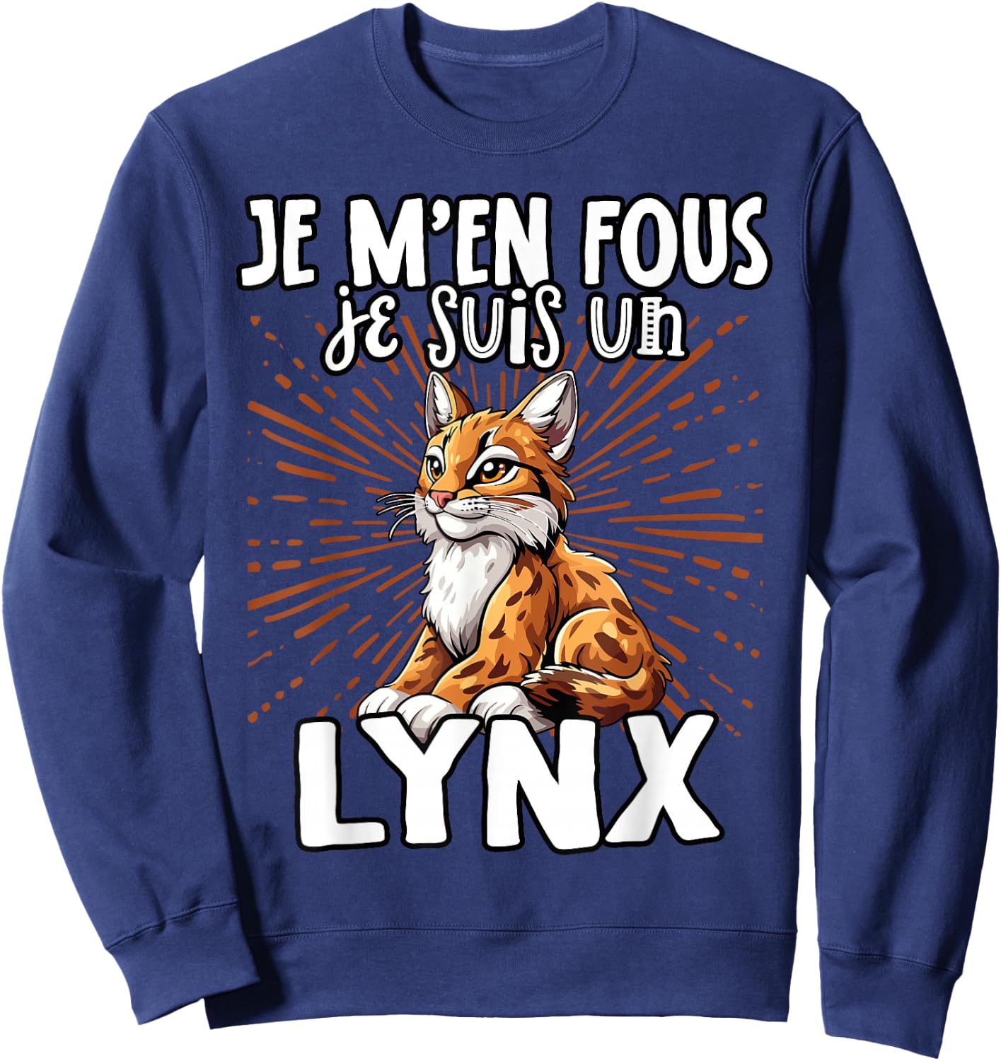 Je M'en Fous Je Suis Un Lynx - Sweet Lynx , Black, S Sweatshirt - Sweatshirt | Navy