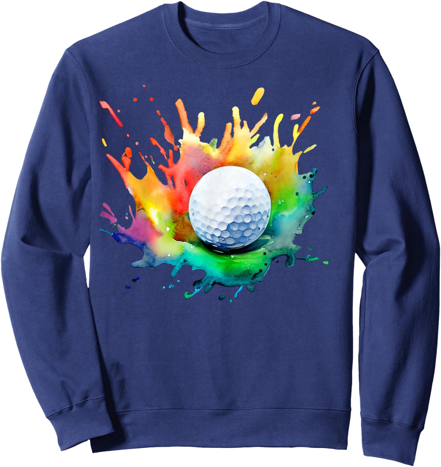 Golf Ball Watercolor Golfer Golfing Splash Graphic Artsy Sweatshirt - Sweatshirt | Navy