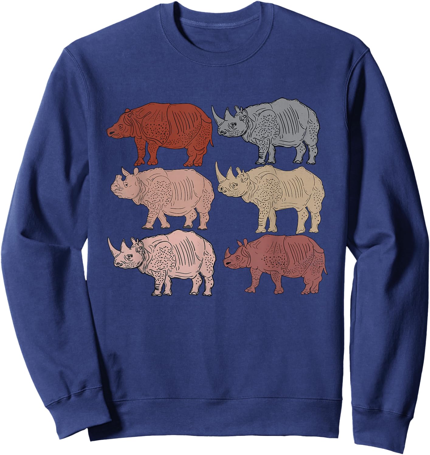 Vintage Rhino Lovers Children Zoology Retro Rhino Sweatshirt - Sweatshirt | Navy