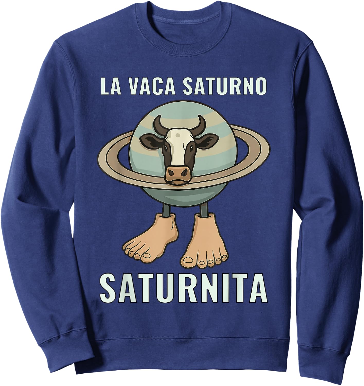 Saturnita Cow Planet Meme Sweatshirt - Sweatshirt | Navy