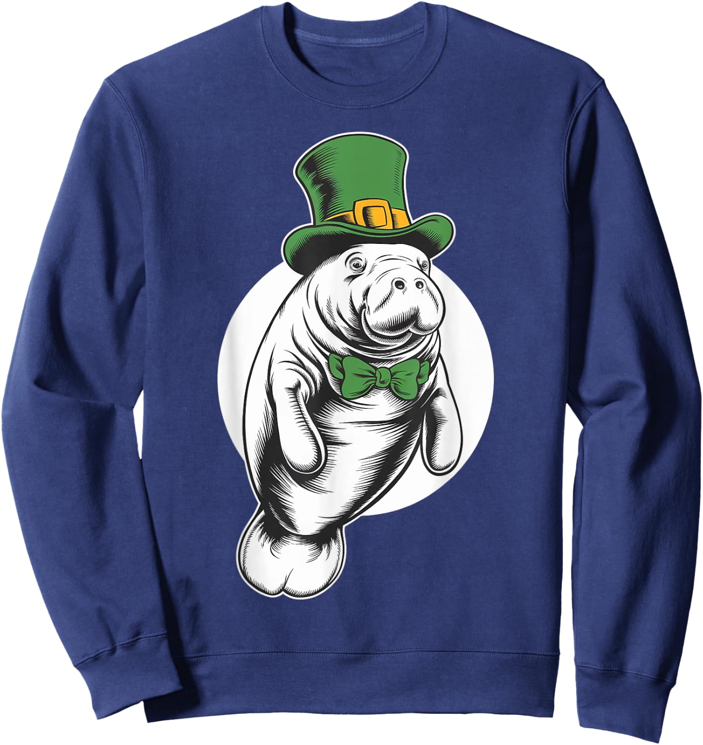 Green Manatee shamrock on St Patricks Day Manatee Sweatshirt - Sweatshirt | Navy