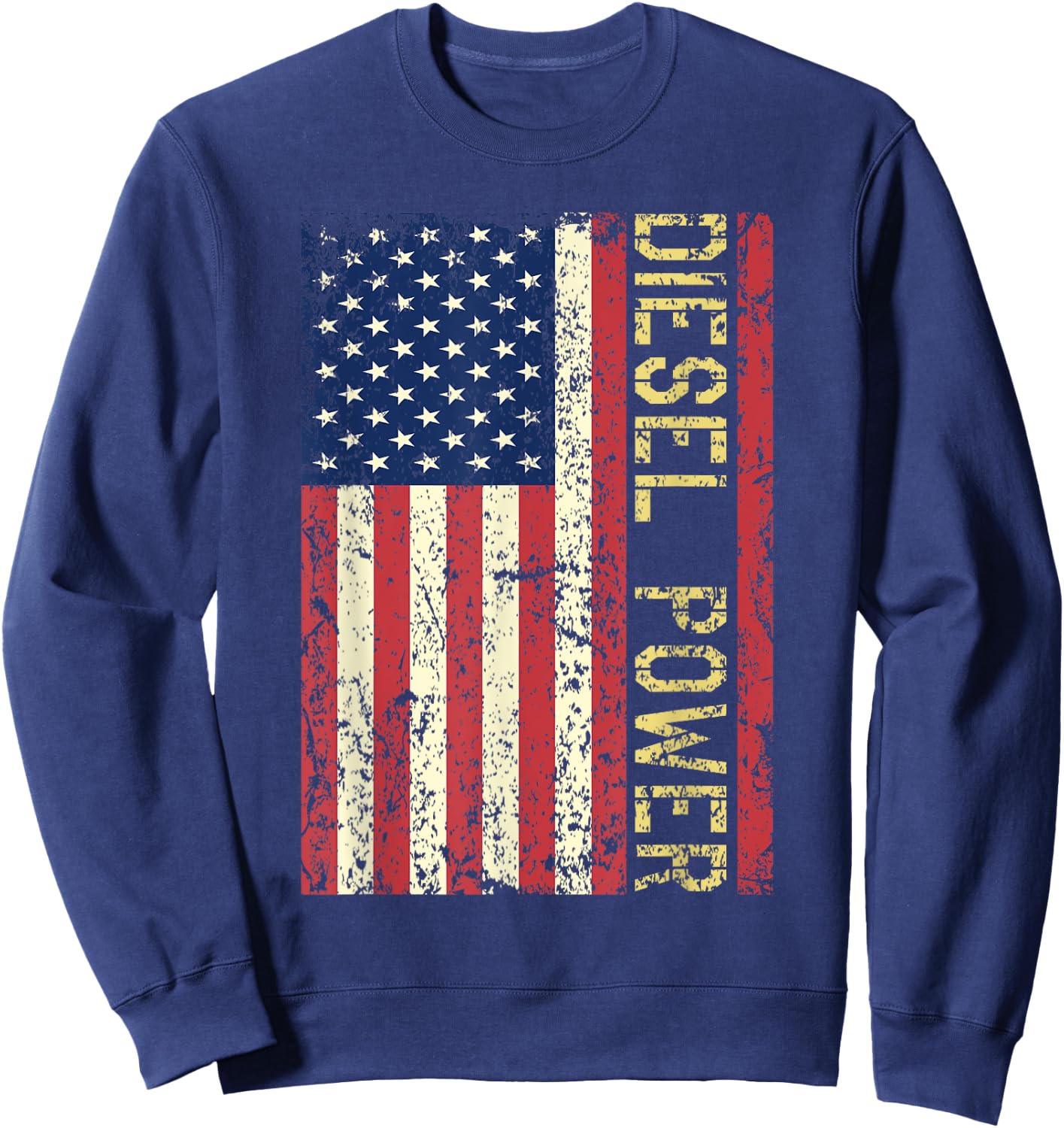 Vintage USA Flag Diesel Power Patriotic Truck Turbo Mechanic Sweatshirt - Sweatshirt | Navy