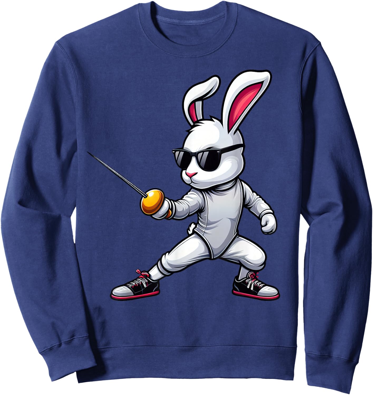 Funny Fencing Player Bunny Kids Men Easter Fencing Sweatshirt - Sweatshirt | Navy