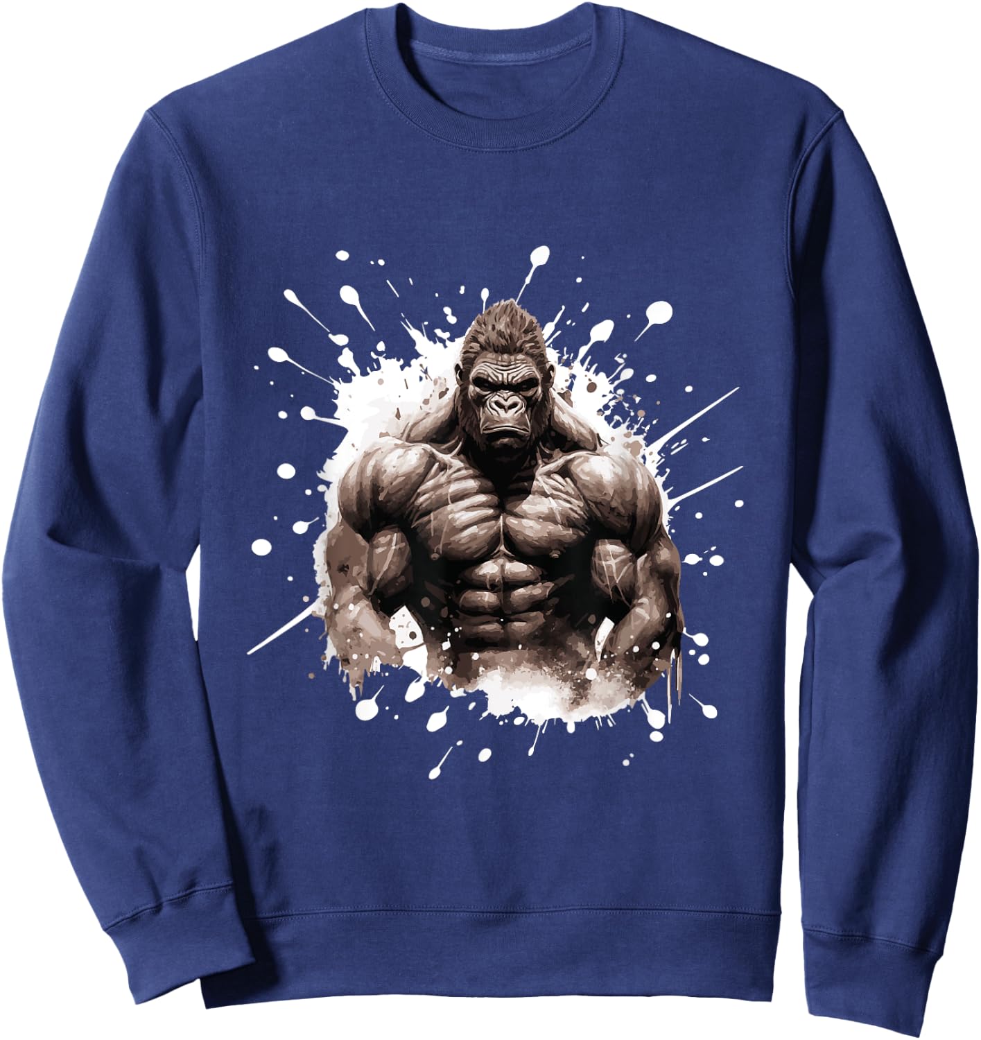Gorilla with Muscles | Workout Gym Bodybuilding Sweatshirt - Sweatshirt | Navy