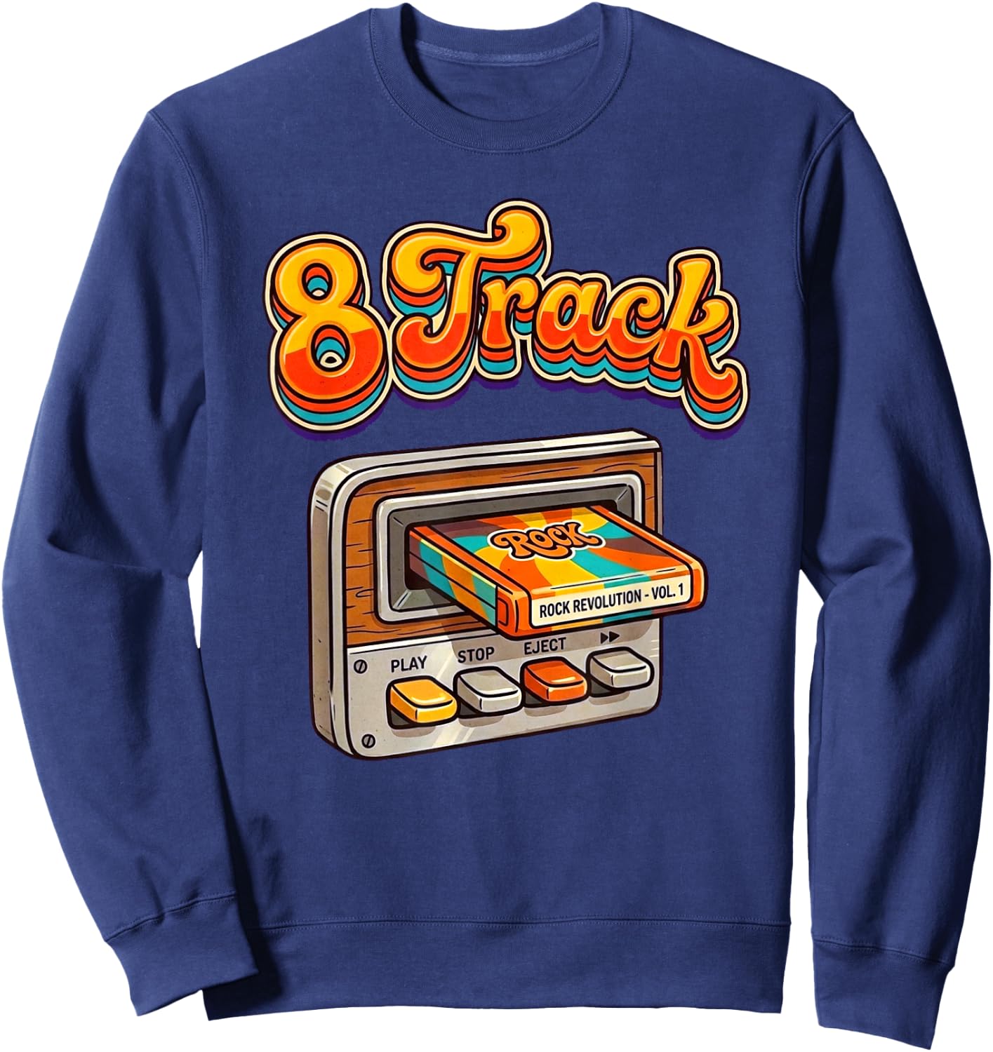 70s 8-Track Retro Vintage Sweatshirt - Sweatshirt | Navy