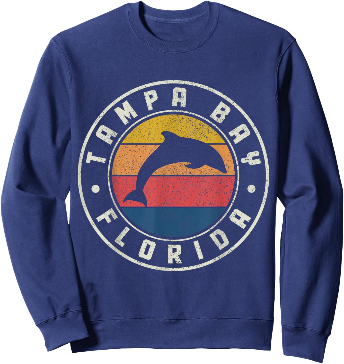 Tampa Bay Florida Dolphin Surfer Souvenir Vintage Sweatshirt - Sweatshirt | Navy