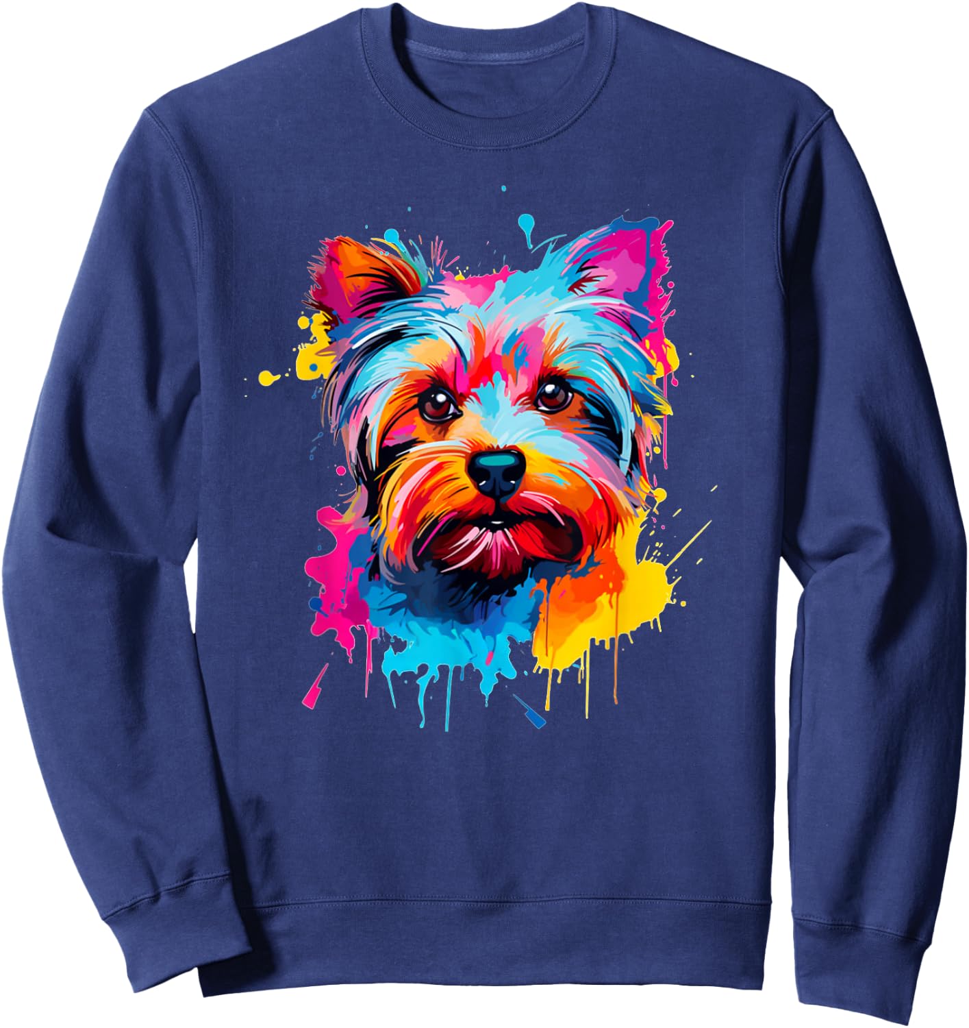 Cute Yorkshire Terrier Colorful Pop Art Yorkie Lover Sweatshirt - Sweatshirt | Navy