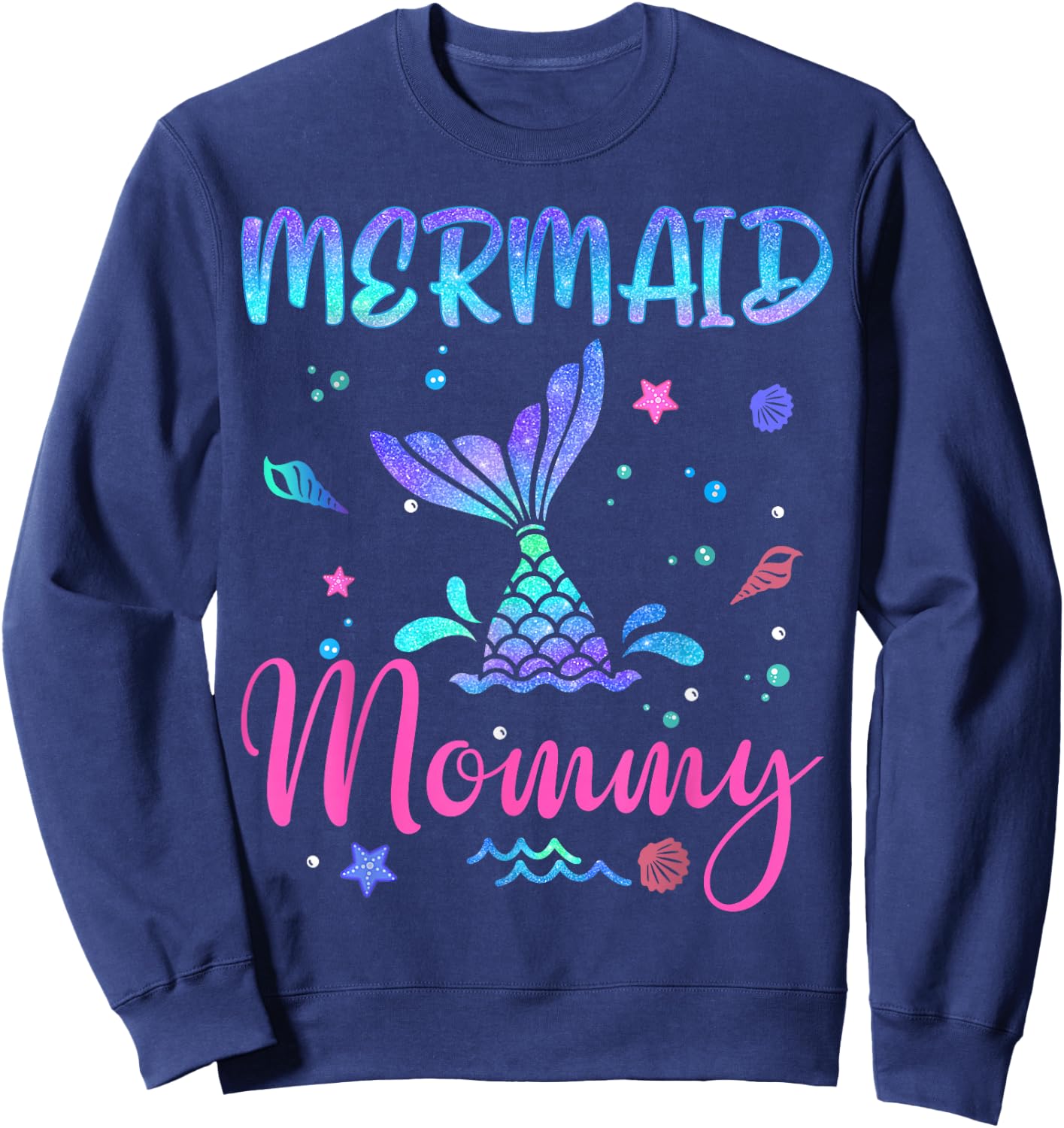 Birthday Mermaid Mommy Matching Family Bday Party Squad Sweatshirt - Sweatshirt | Navy