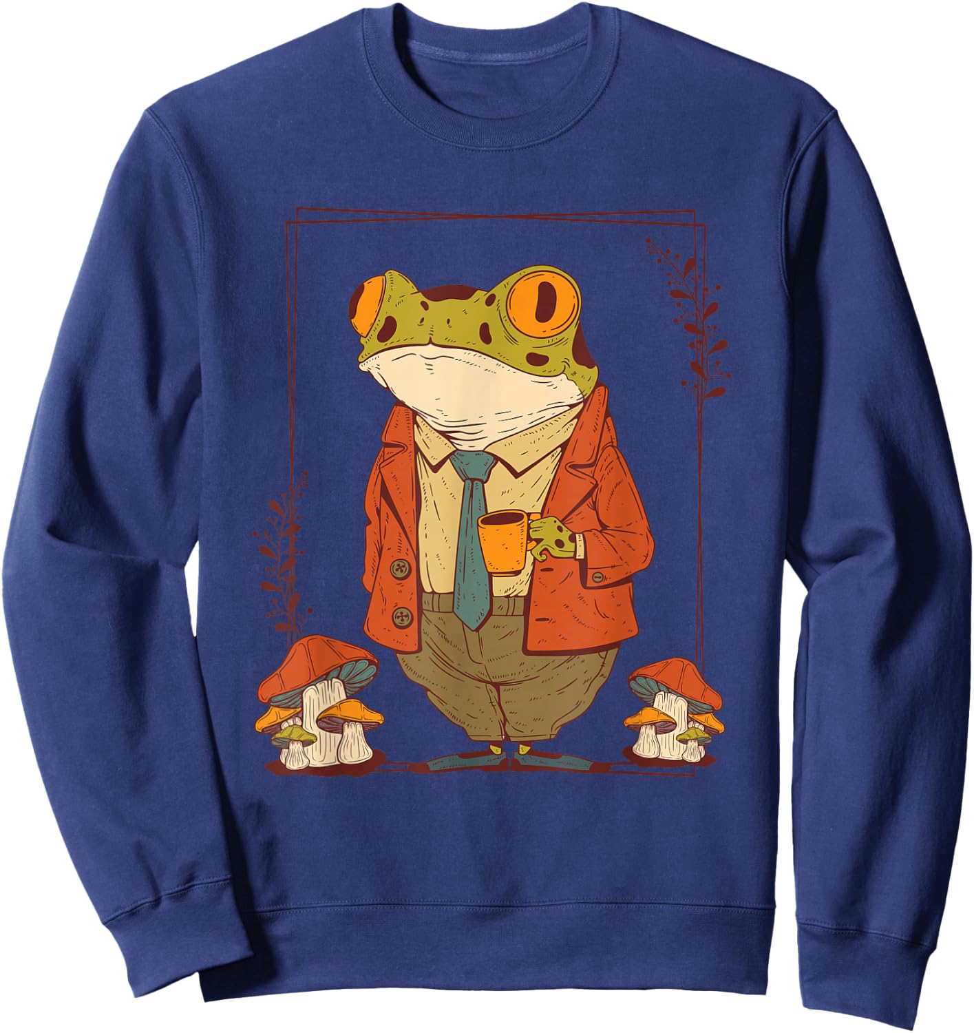 Frog Goblincore Clothes Dark Academia Aesthetic Mushroom Small Sweatshirt - Sweatshirt | Navy