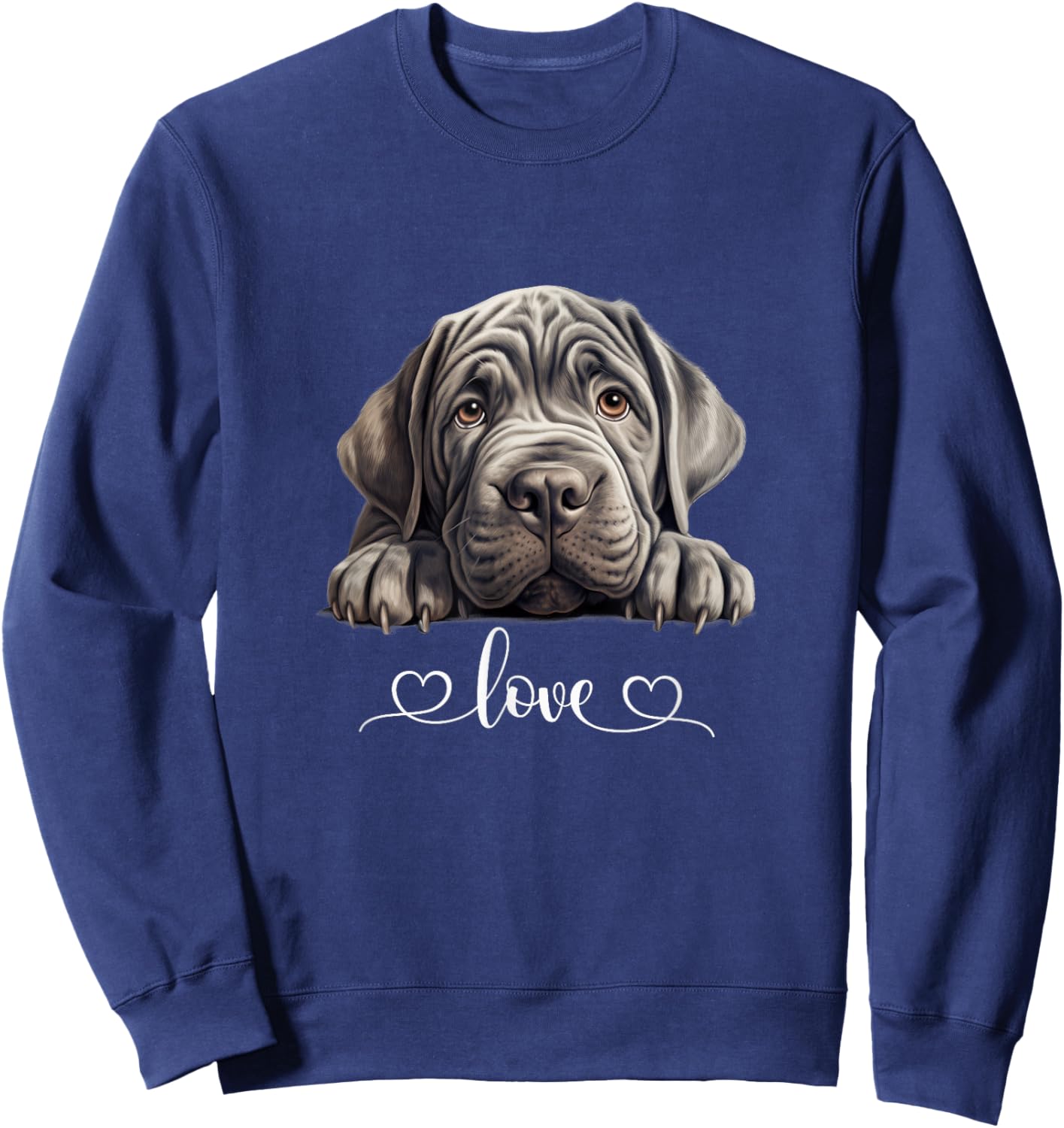 Cute Dog Graphic Love Neapolitan Mastiff Dog Sweatshirt - Sweatshirt | Navy