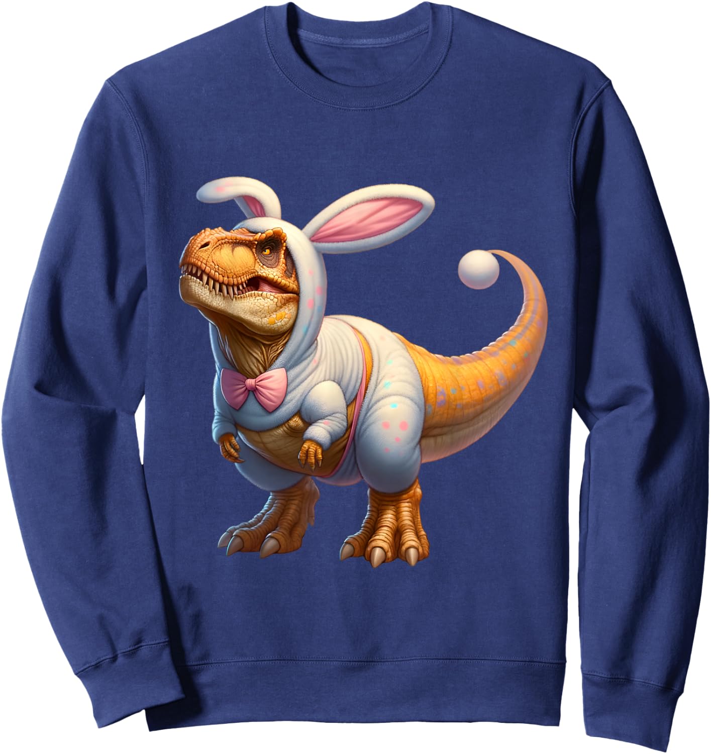 Funny easter bunny dinosaur t-rex apparel -Adults, -Kids Multicolor Cartoon Dinosaur Easter Classic Small Short Sleeve Sweatshirt - Sweatshirt | Navy
