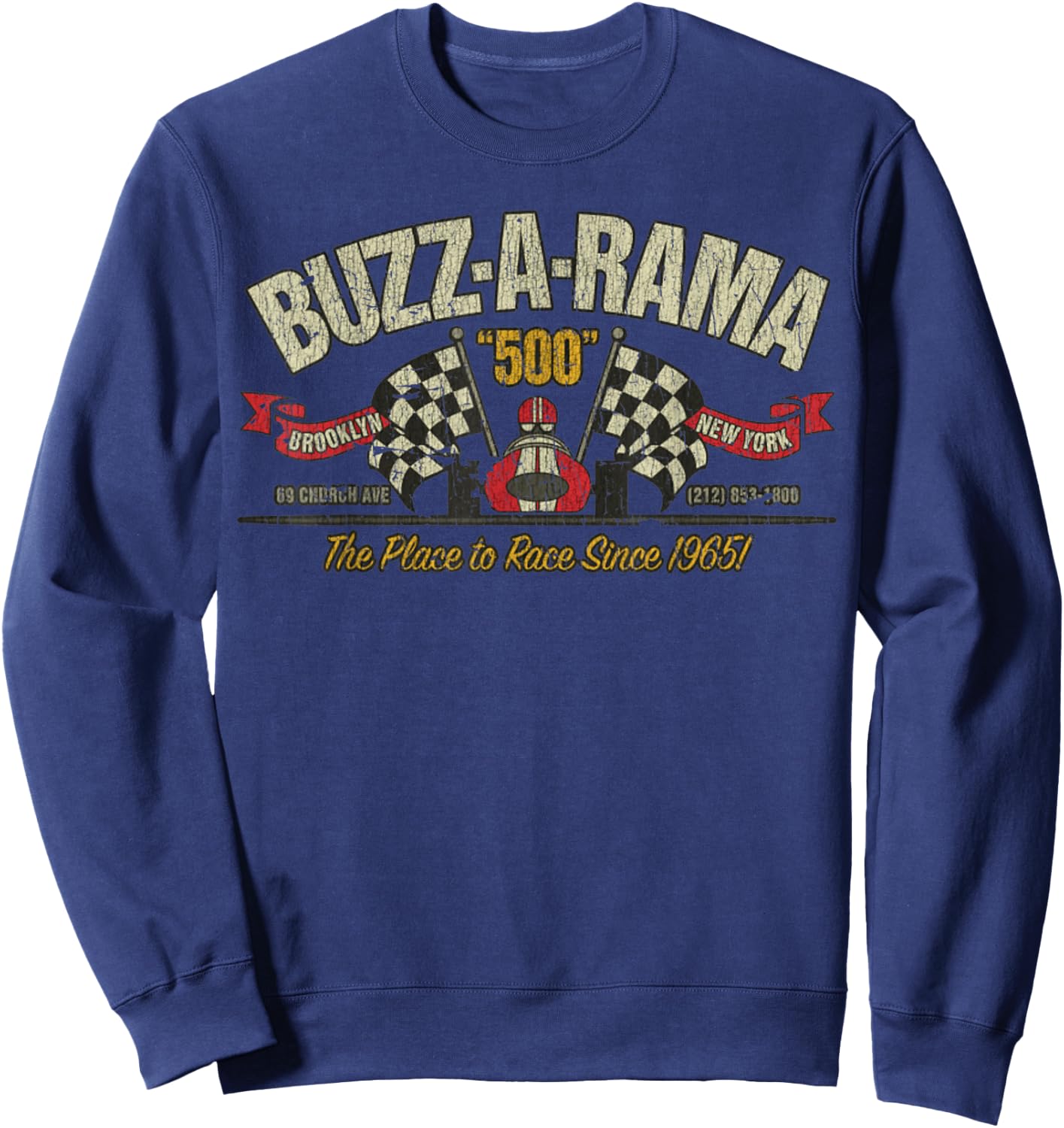 Vintage Buzz-A-Rama 1965 Retro 60s Car NYC Lover Sweatshirt - Sweatshirt | Navy