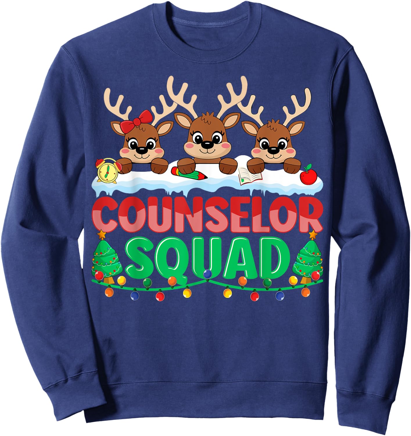 Counselor Squad Reindeer Xmas School Counselor Christmas Sweatshirt - Sweatshirt | Navy