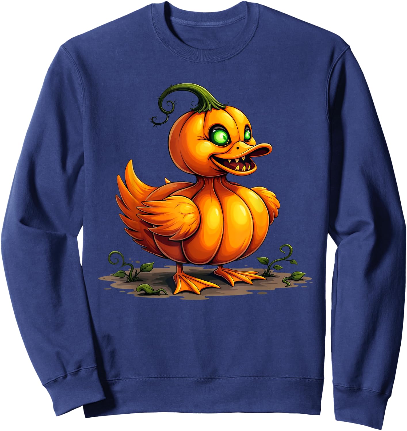 Scary Duck Pumpkin Funny Halloween Kids Sweatshirt - Sweatshirt | Navy