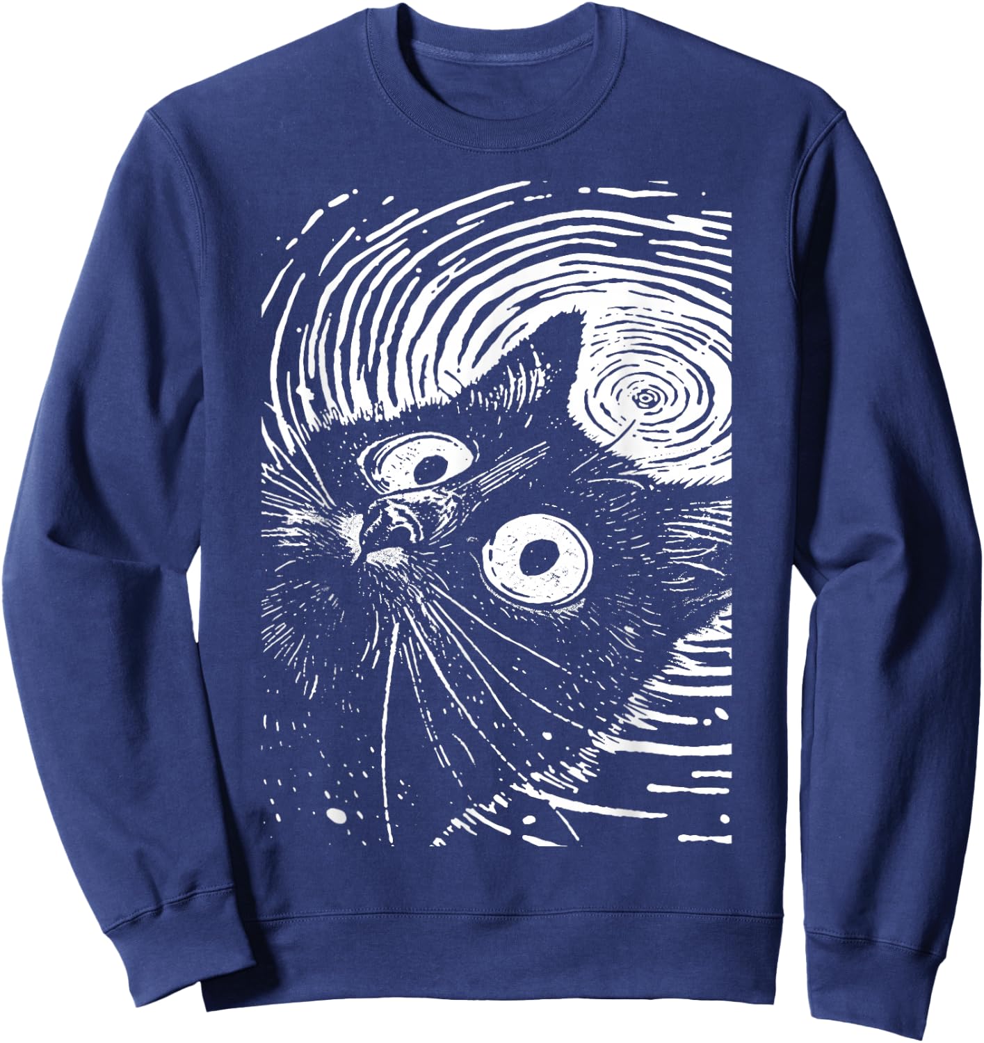 Trippy Cat | Pastel Goth Gothic Grunge Alt Punk Weirdcore Sweatshirt - Sweatshirt | Navy