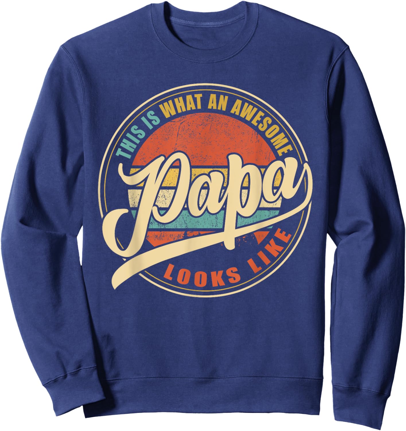 Men's Awesome Vintage Dad, Papa, Grandpa Black - Classic Fit, Short Sleeve Sweatshirt - Sweatshirt | Navy