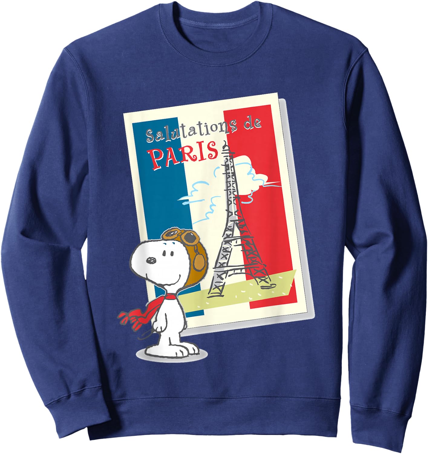 Peanuts Snoopy in Paris , Black, S Sweatshirt - Sweatshirt | Navy