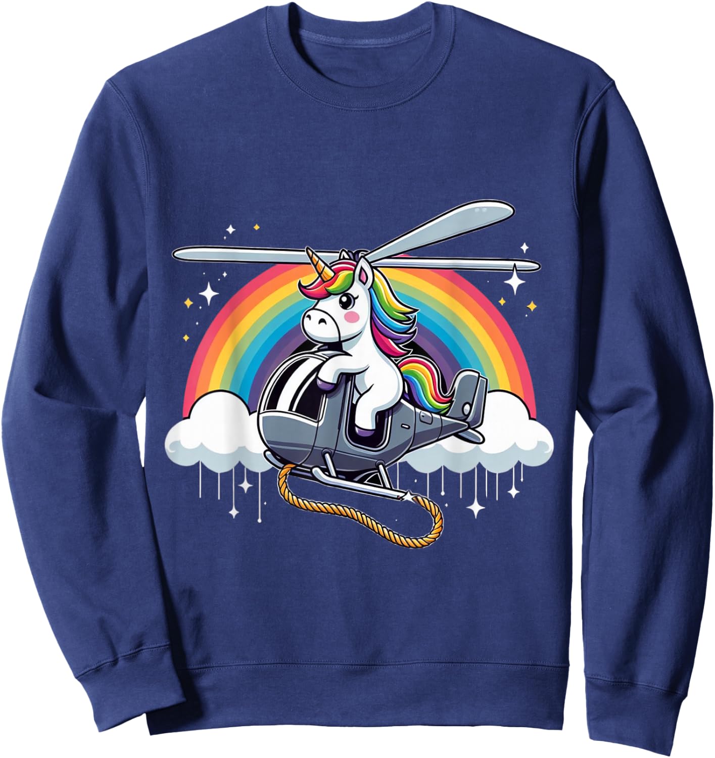 Unicorn Riding Helicopter Sweatshirt - Sweatshirt | Navy