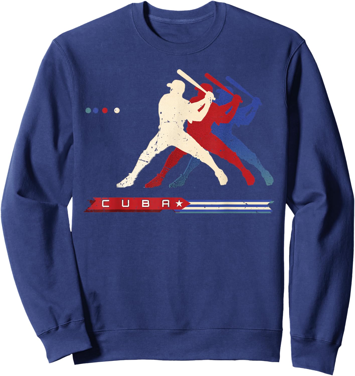 Cuba Baseball Shirt Cuban Flag Patriotic Heritage Month Sweatshirt - Sweatshirt | Navy
