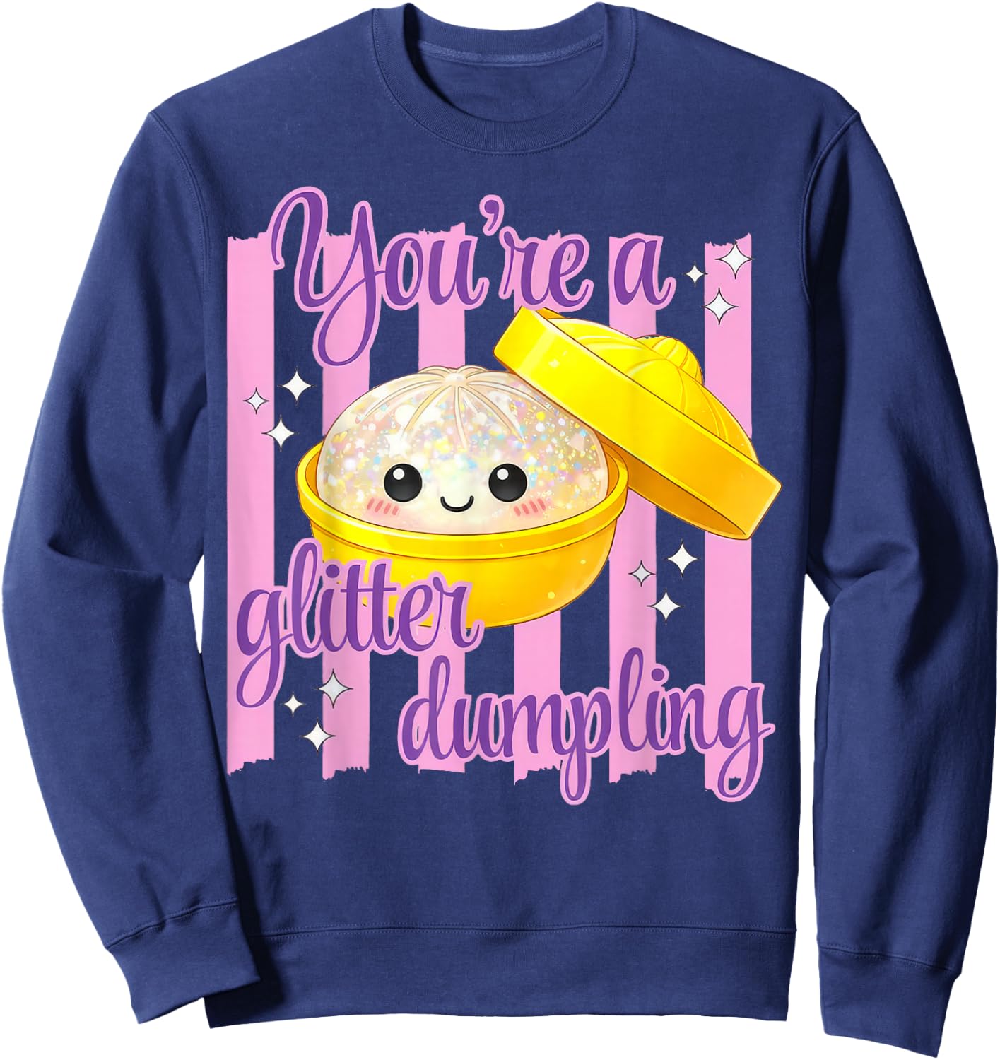 Funny Striped You're A Dumpling Cute Dumpling Kids Girls Sweatshirt - Sweatshirt | Navy