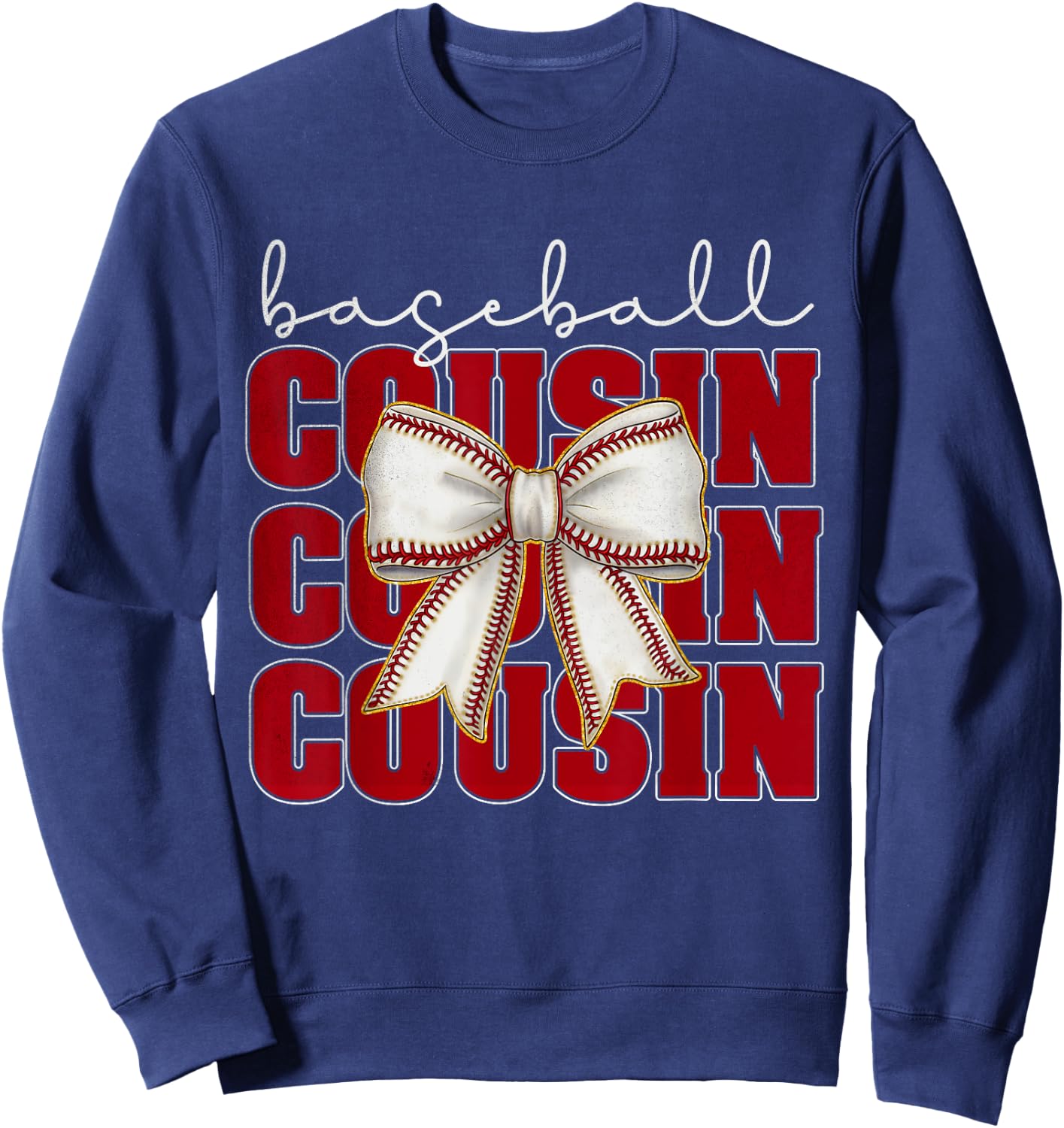 Baseball Cousin Coquette Bow Sport Lover Mothers Day Vintage Sweatshirt - Sweatshirt | Navy